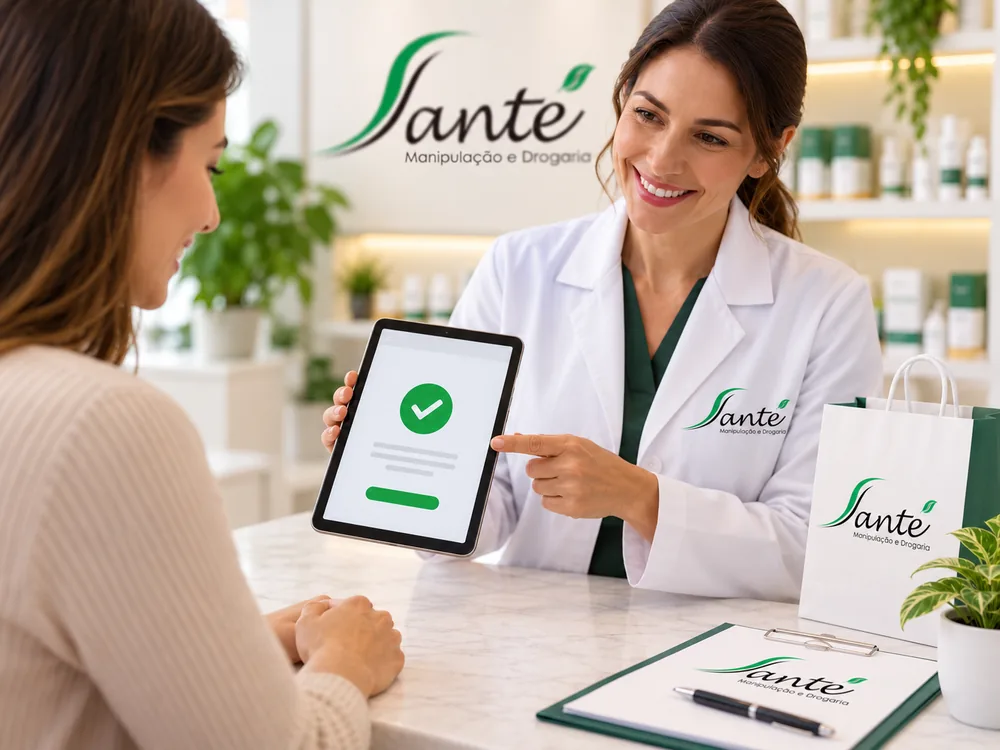 Farmacêutica apresentando a aprovação do orçamento